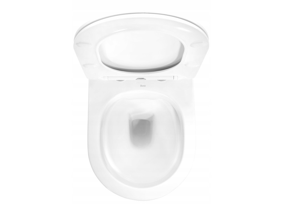 Závesné WC MAXMAX Rea Carlo mini RIMLESS + Duroplast sedátko flat - biele so zlatým okrajom