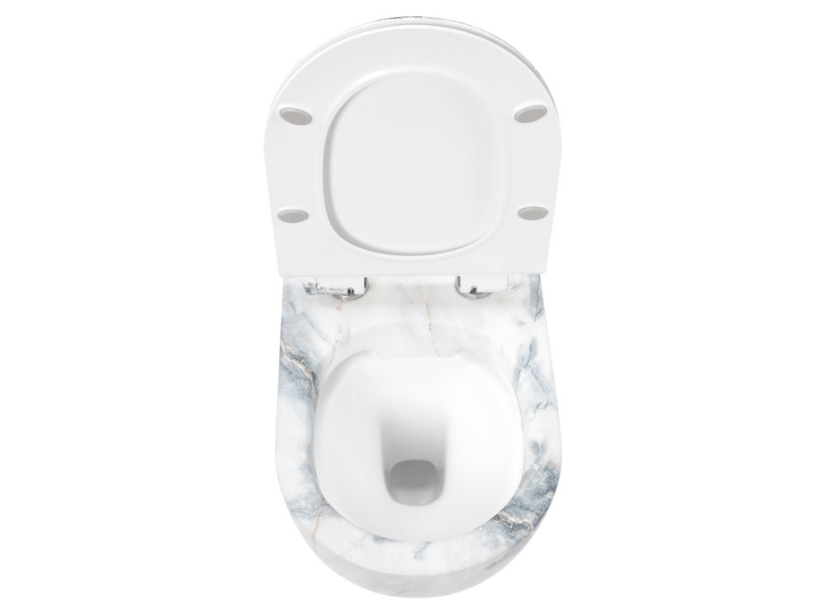 Závesné WC MAXMAX Rea CARLOS RIMLESS - dekor kameňa + Duroplast sedátko slim