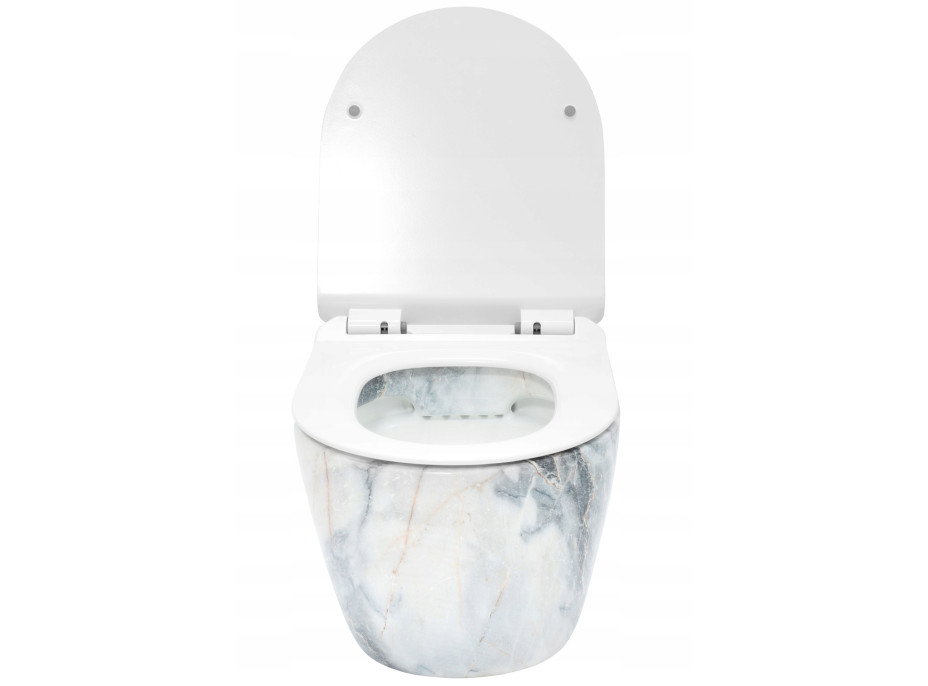 Závesné WC MAXMAX Rea CARLOS RIMLESS - dekor kameňa granit + Duroplast sedátko slim
