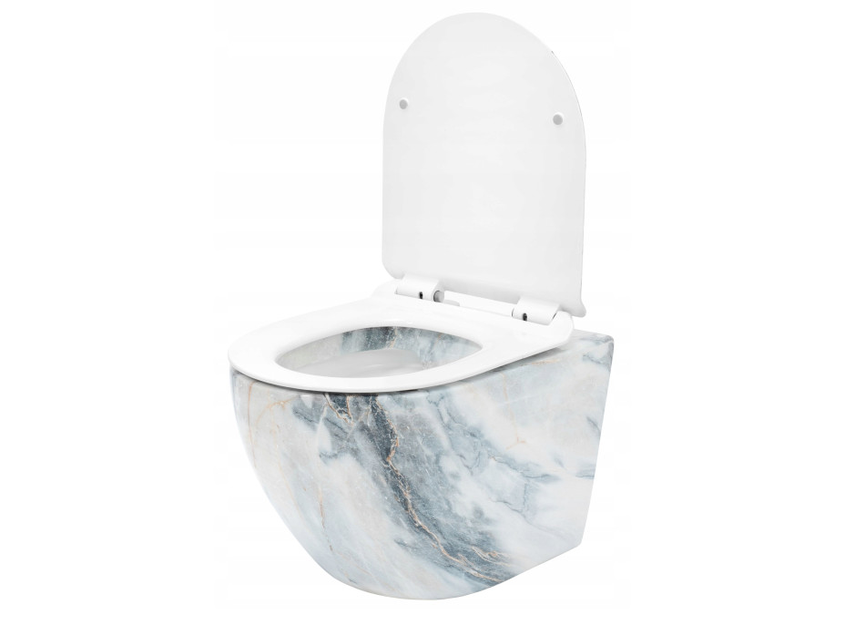 Závesné WC MAXMAX Rea CARLOS RIMLESS - dekor kameňa granit + Duroplast sedátko slim