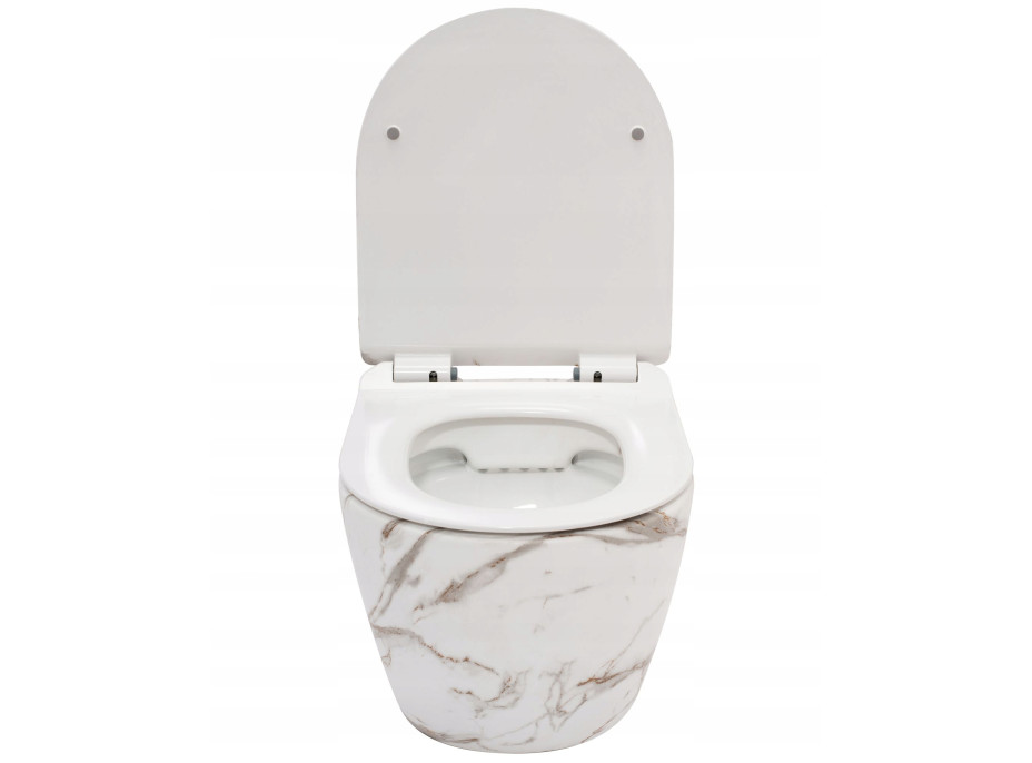 Závesné WC MAXMAX Rea CARLOS RIMLESS - dekor Lava + Duroplast sedátko slim