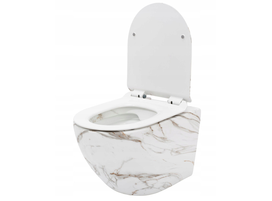 Závesné WC MAXMAX Rea CARLOS RIMLESS - dekor Lava + Duroplast sedátko slim