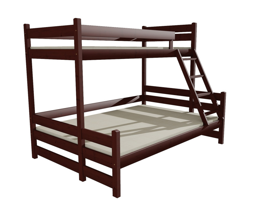 Detská poschodová posteľ s rozšíreným spodným lôžkom z MASÍVU 200x90cm so zásuvkou - PPS004