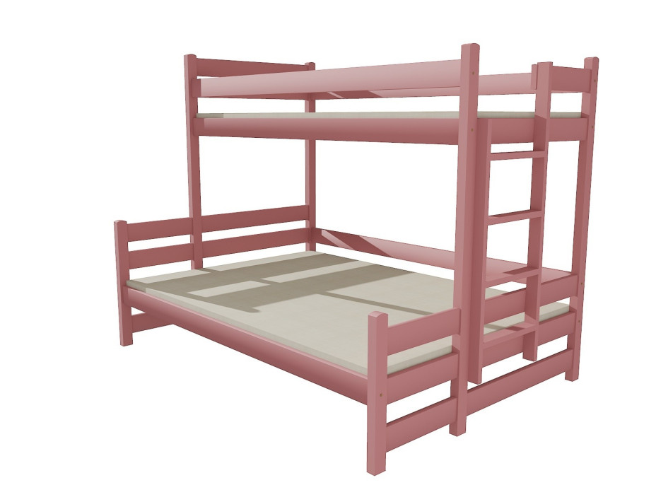 Detská poschodová posteľ s rozšíreným spodným lôžkom z MASÍVU 200x90cm bez šuplíku - PPS003