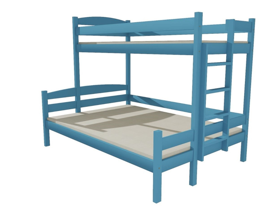Detská poschodová posteľ s rozšíreným spodným lôžkom z MASÍVU 200x90cm so zásuvkou - PPS001
