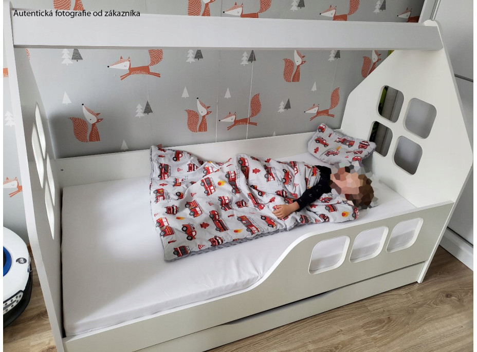 Detská domčeková posteľ KIDHOUSE so zásuvkou - biela - ľavá - 160x80 cm