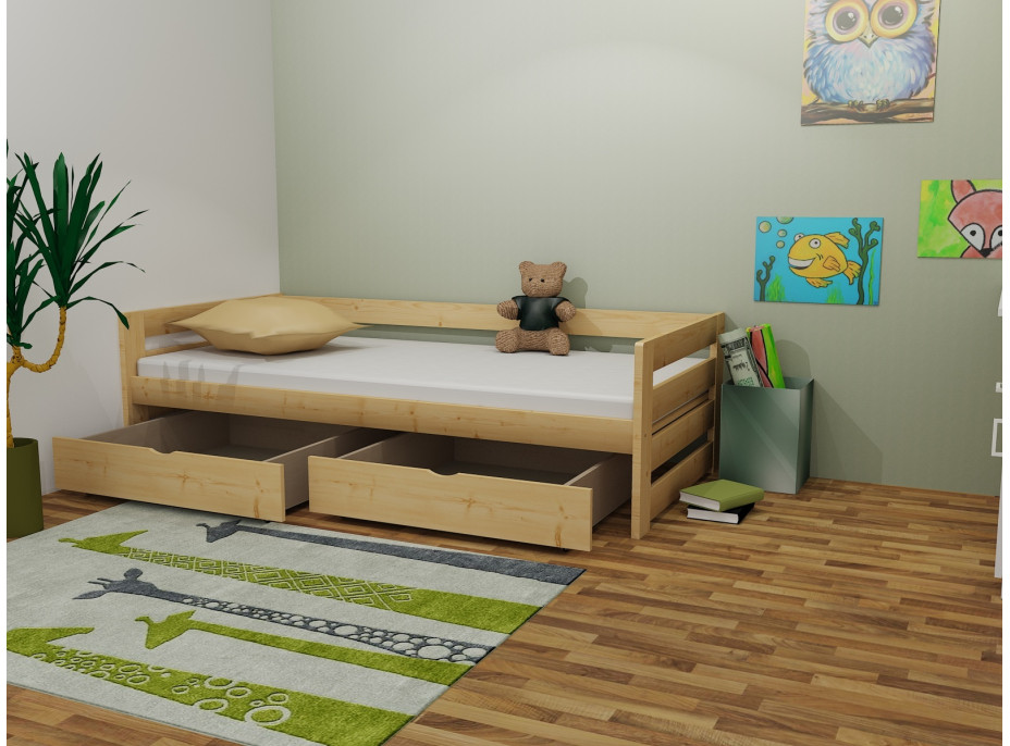 Detská posteľ z masívu 200x90cm so zásuvkou - M02