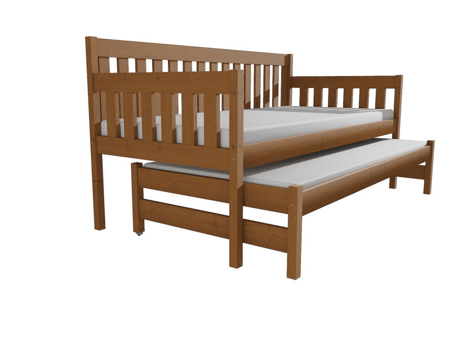 Detská posteľ s výsuvnou prístelkou z MASÍVU 200x90cm so zásuvkou - M06