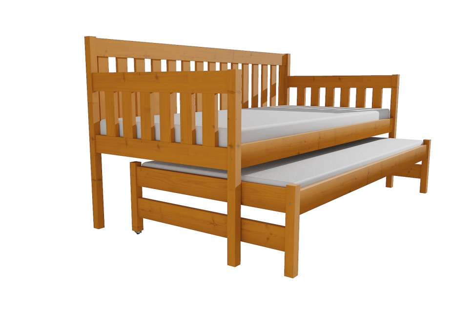 Detská posteľ s výsuvnou prístelkou z MASÍVU 200x90cm bez šuplíku - M06