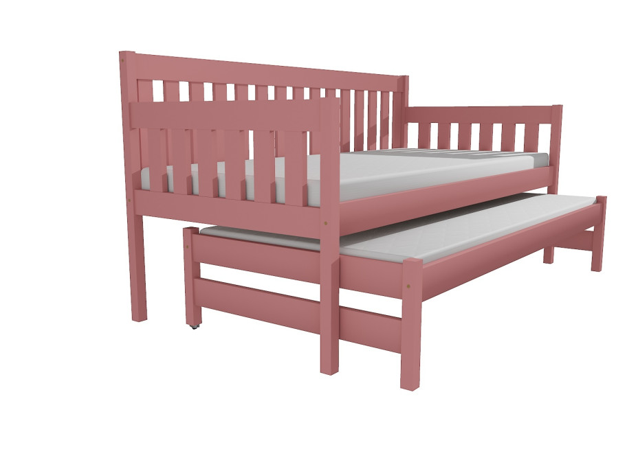 Detská posteľ s výsuvnou prístelkou z MASÍVU 180x80cm so zásuvkou - M06