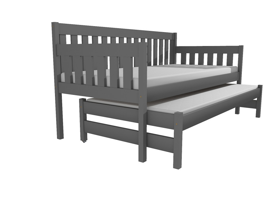 Detská posteľ s výsuvnou prístelkou z MASÍVU 180x80cm so zásuvkou - M06