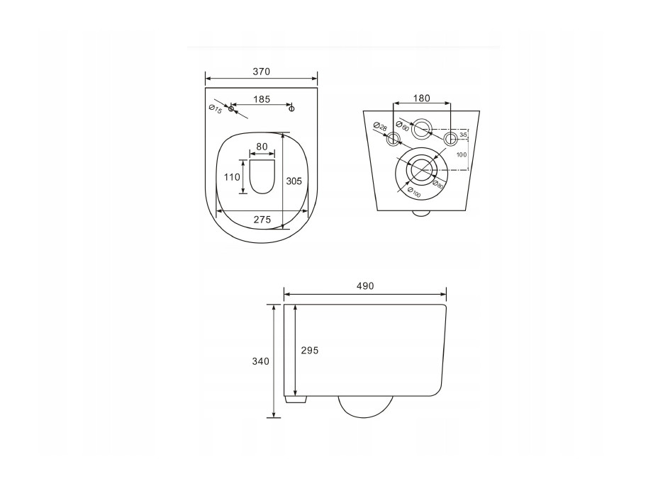 Závesné WC CARMEN RIMLESS - biele + Duroplast sedátko