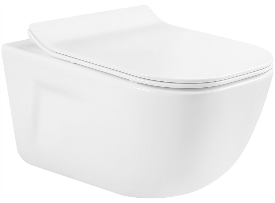 Závesné WC MARGO RIMLESS - biele + Duroplast sedátko slim