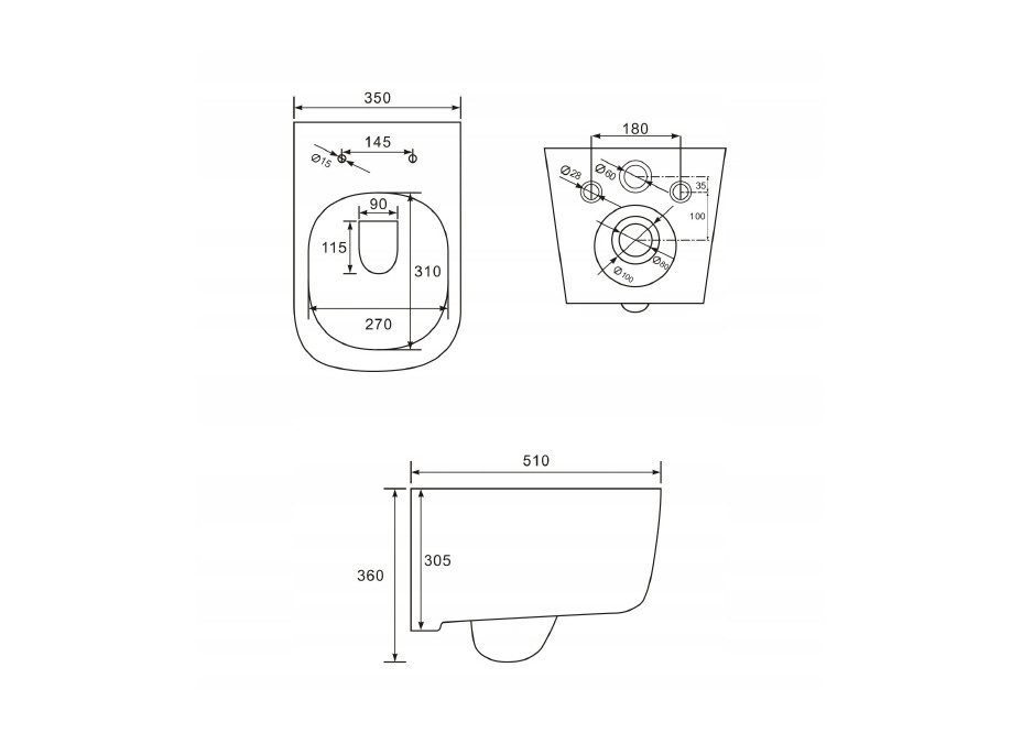 Závesné WC MARGO RIMLESS - biele + Duroplast sedátko slimplus