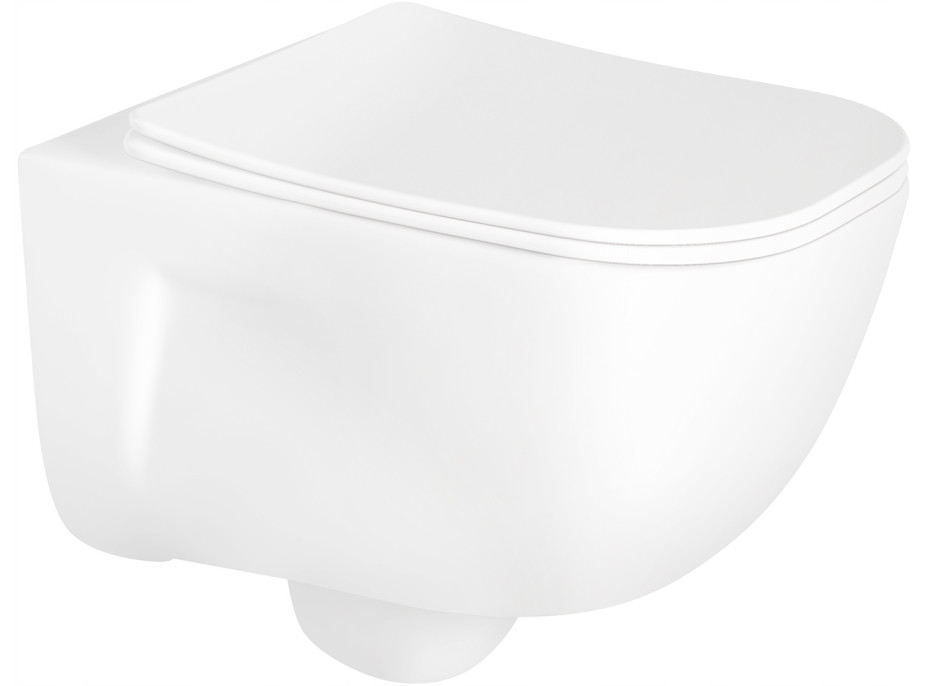 Závesné WC MARGO RIMLESS - biele + Duroplast sedátko slimplus