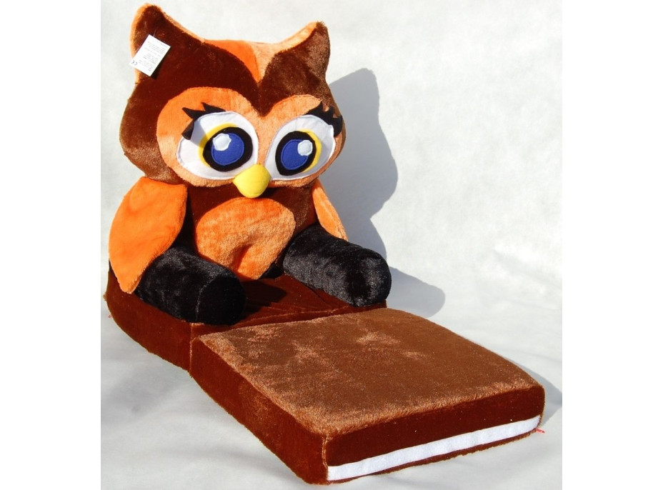 Detské plyšové rozkladacia kresielko sovička - hnedé