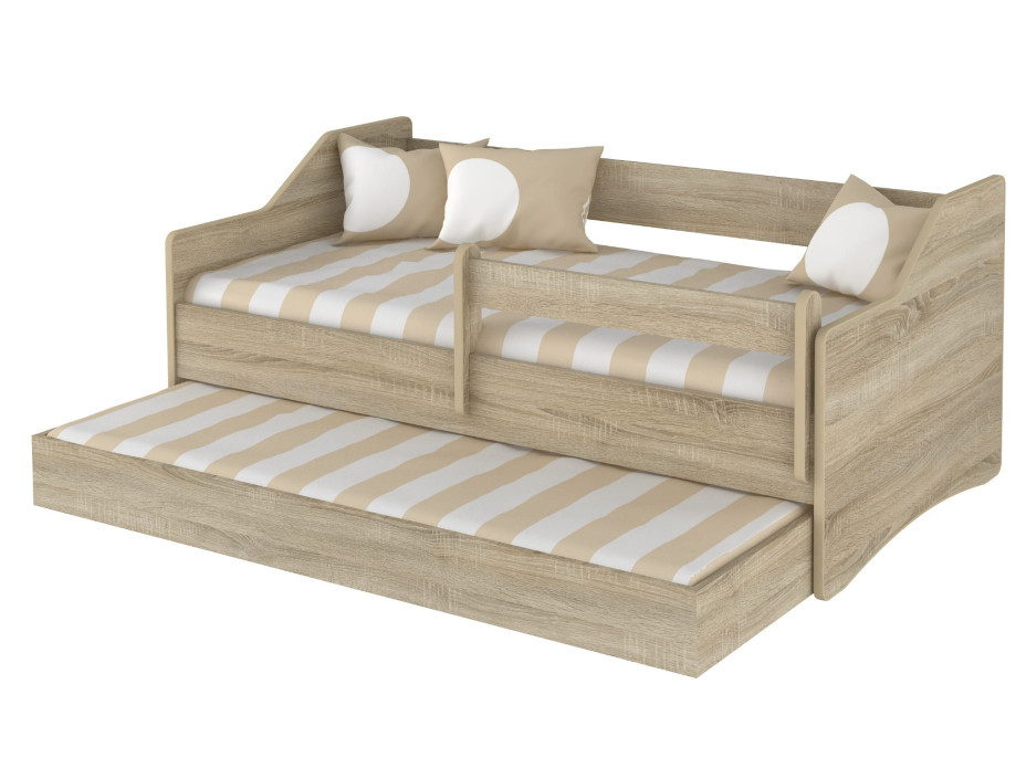 NA SKLADE: Detská posteľ s prístelkou LULLU 160x80cm - dub sonoma II. - bez zábran + matrac do prístelky
