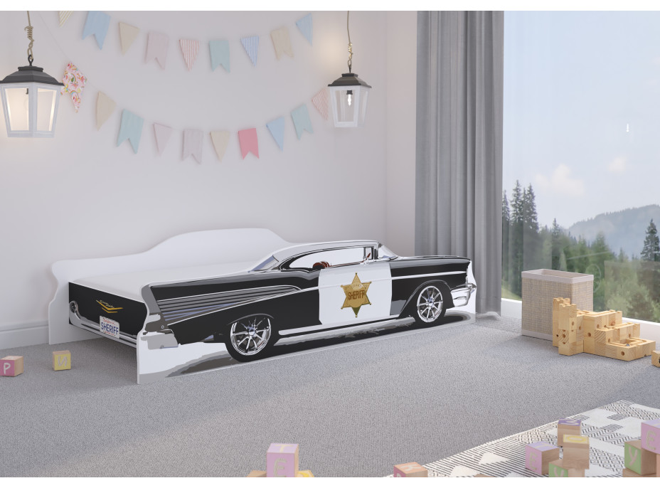 Detská autoposteľ SHERIFF 140x70 cm - Chevy Bel Air + MATRAC