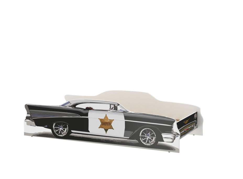 Detská autoposteľ SHERIFF 140x70 cm - Chevy Bel Air + MATRAC