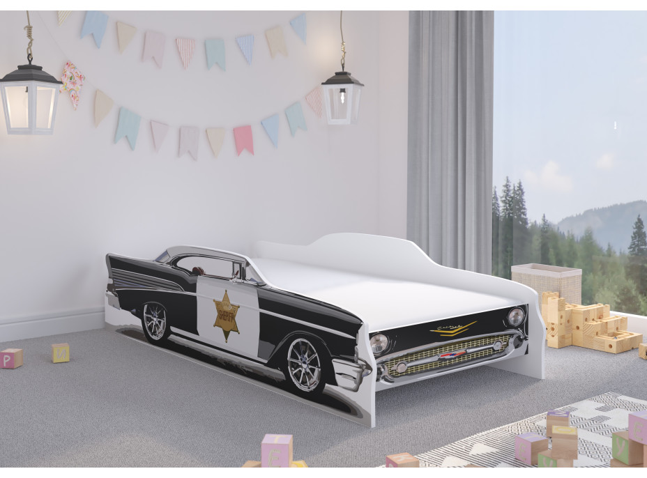 Detská autoposteľ SHERIFF 140x70 cm - Chevy Bel Air + MATRAC