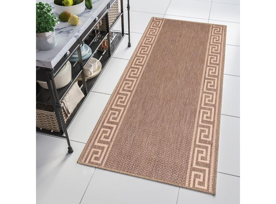 Sisalový PP behúň GREEK - hnedý / béžový - 70x100 cm