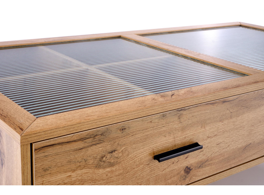 Konferenčný stolík CONSTANTINE - dub prírodný / kov - so zásuvkami