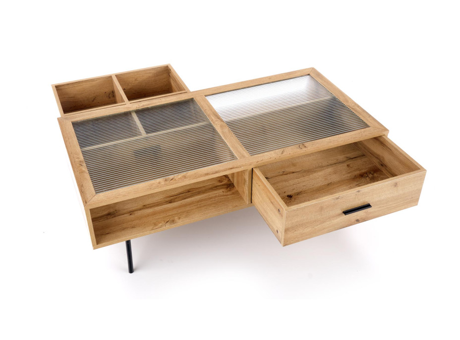 Konferenčný stolík CONSTANTINE - dub prírodný / kov - so zásuvkami