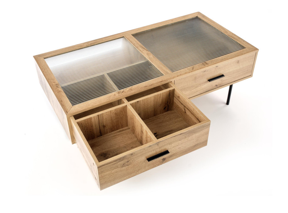 Konferenčný stolík CONSTANTINE - dub prírodný / kov - so zásuvkami