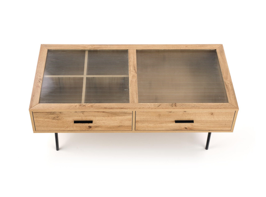 Konferenčný stolík CONSTANTINE - dub prírodný / kov - so zásuvkami