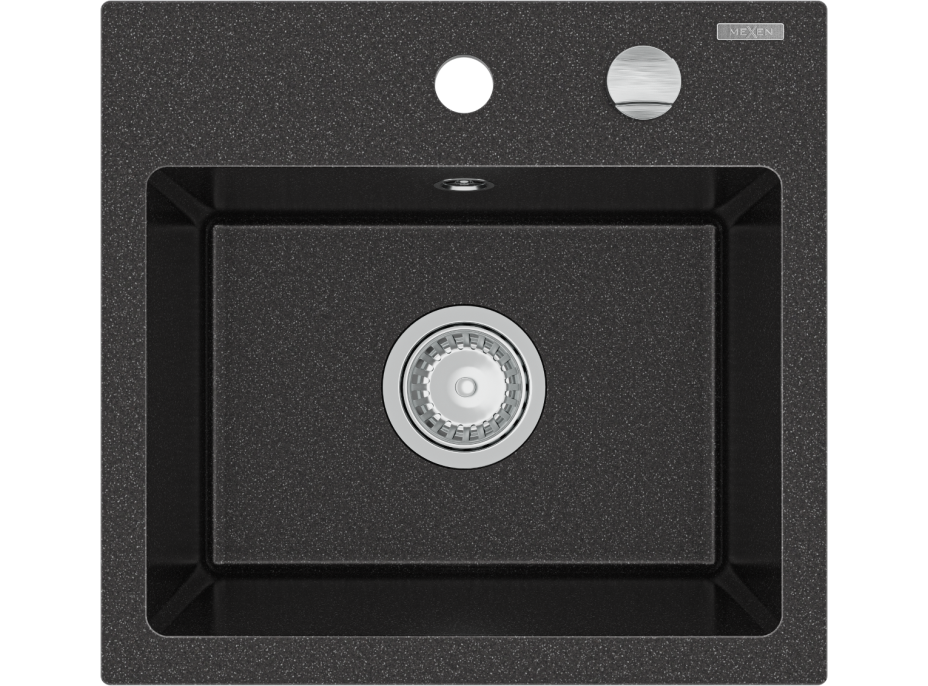Kuchynský granitový drez MILO - 43,5 x 41 cm - čierny slzičkový, 6505441000-76