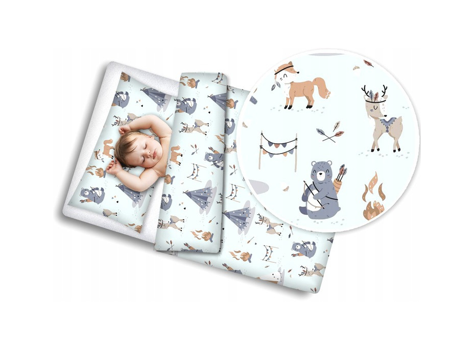 Detské bavlnené obliečky do postieľky 120x90 cm BABYMAM PREMIUM - Indiánsky tábor