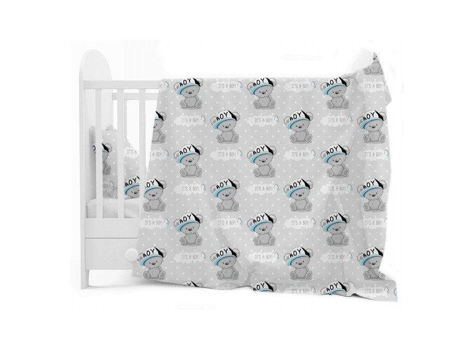 Detské bavlnené obliečky do postieľky 120x90 cm BABYMAM PREMIUM - Medvedík Little boy