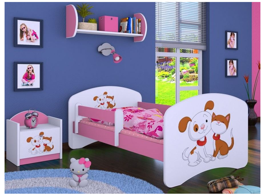 Detská posteľ bez šuplíku 180x90cm PSÍK A MAČIČKA