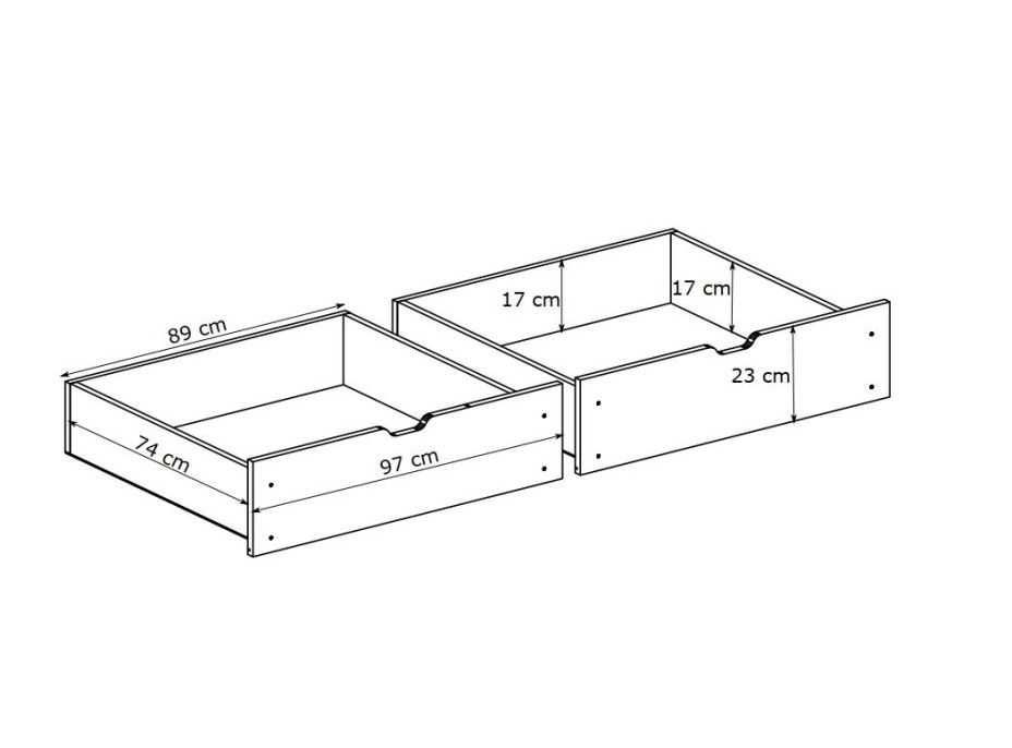 Detská poschodová posteľ z masívu borovice GABINA so zásuvkami 200x90 cm - prírodná