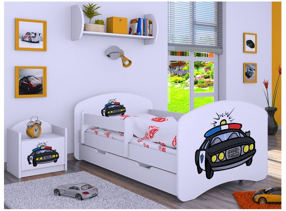 Detská posteľ so zásuvkou 180x90cm POLÍCIA - biela