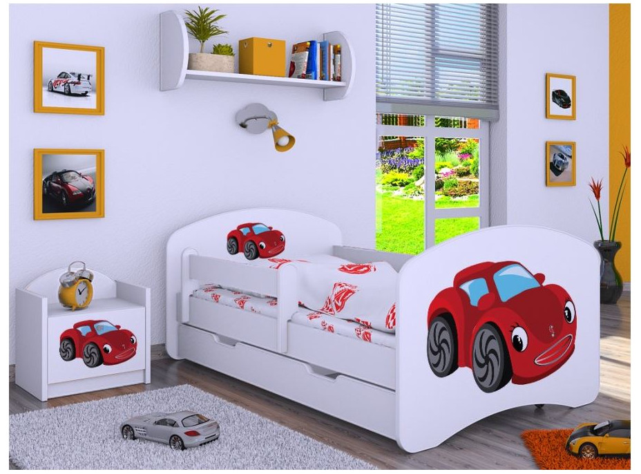 Detská posteľ so zásuvkou 160x80cm RED CAR - biela