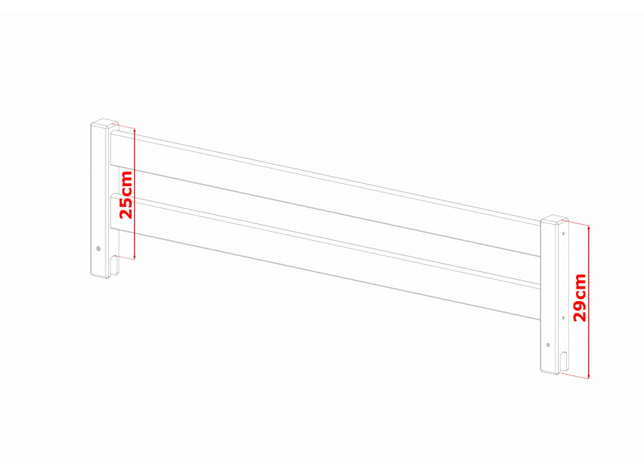 Odnímateľná zábrana z masívu na dosku 20 mm - 142 cm