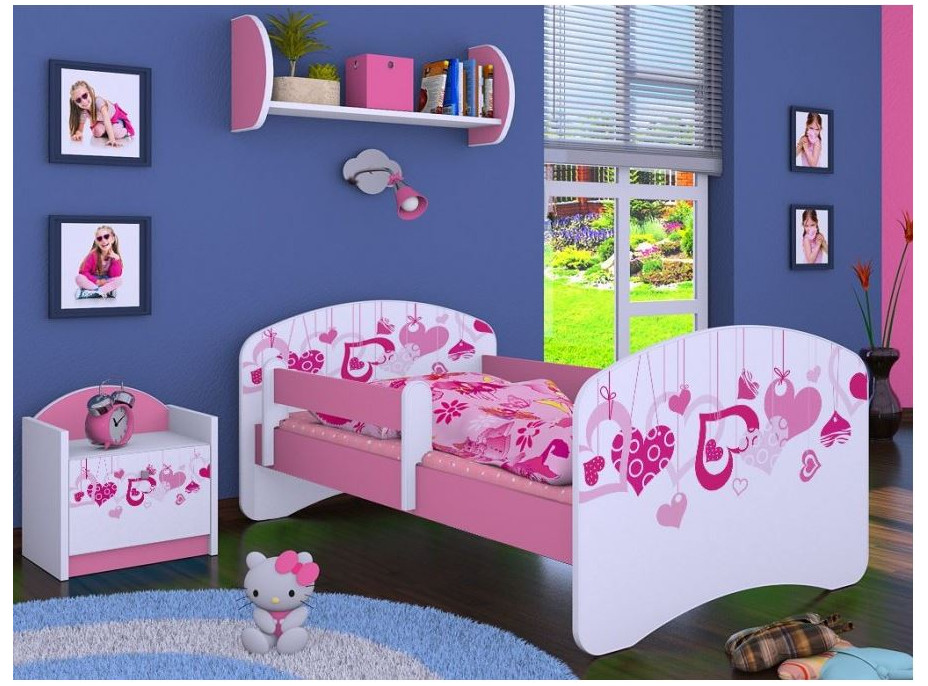 Detská posteľ bez šuplíku 180x90cm FALL IN LOVE - ružová