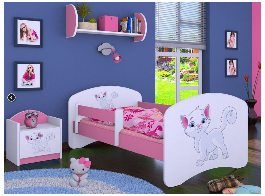 Detská posteľ bez šuplíku 180x90cm MAČIČKA - ružová