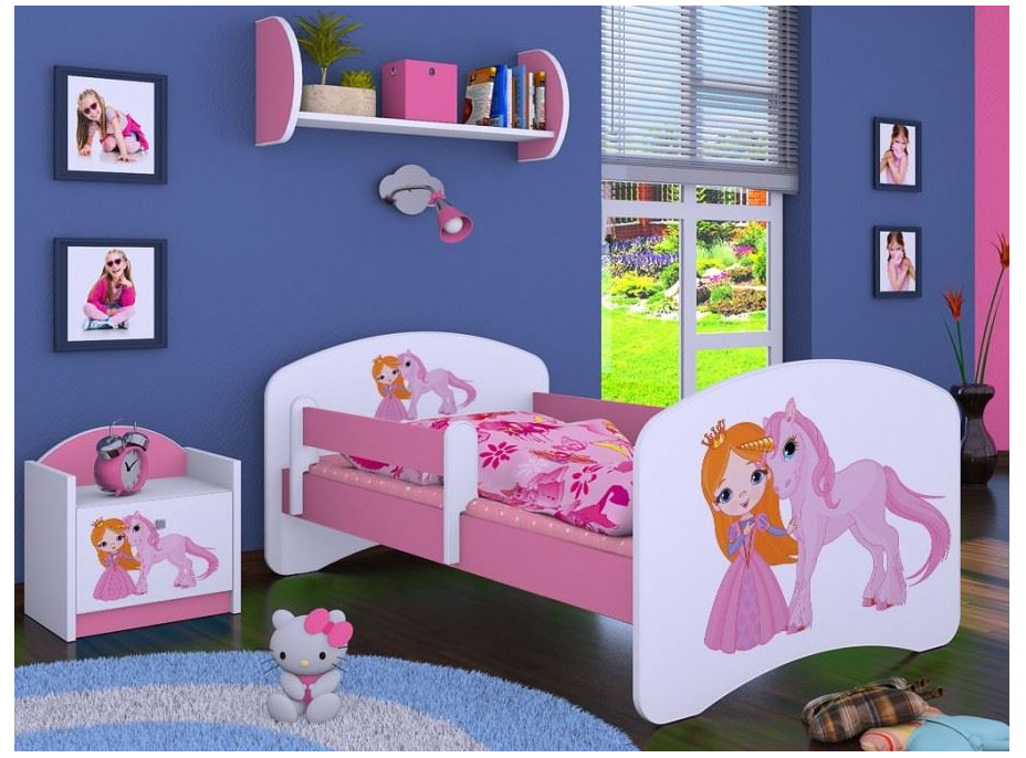 Detská posteľ bez šuplíku 180x90cm PRINCEZNA A Jednorožec - ružová