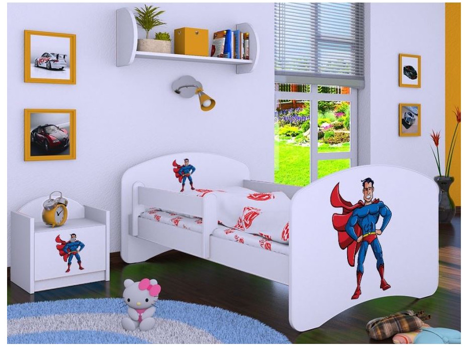Detská posteľ bez šuplíku 160x80cm SUPERMAN - biela