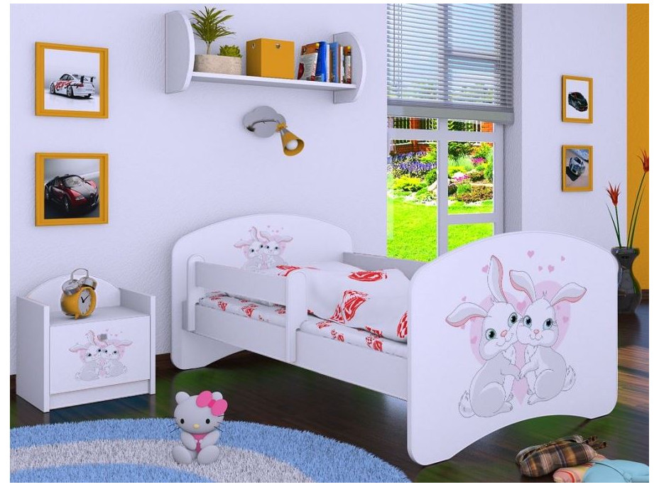 Detská posteľ bez šuplíku 160x80cm zajačikovia - biela