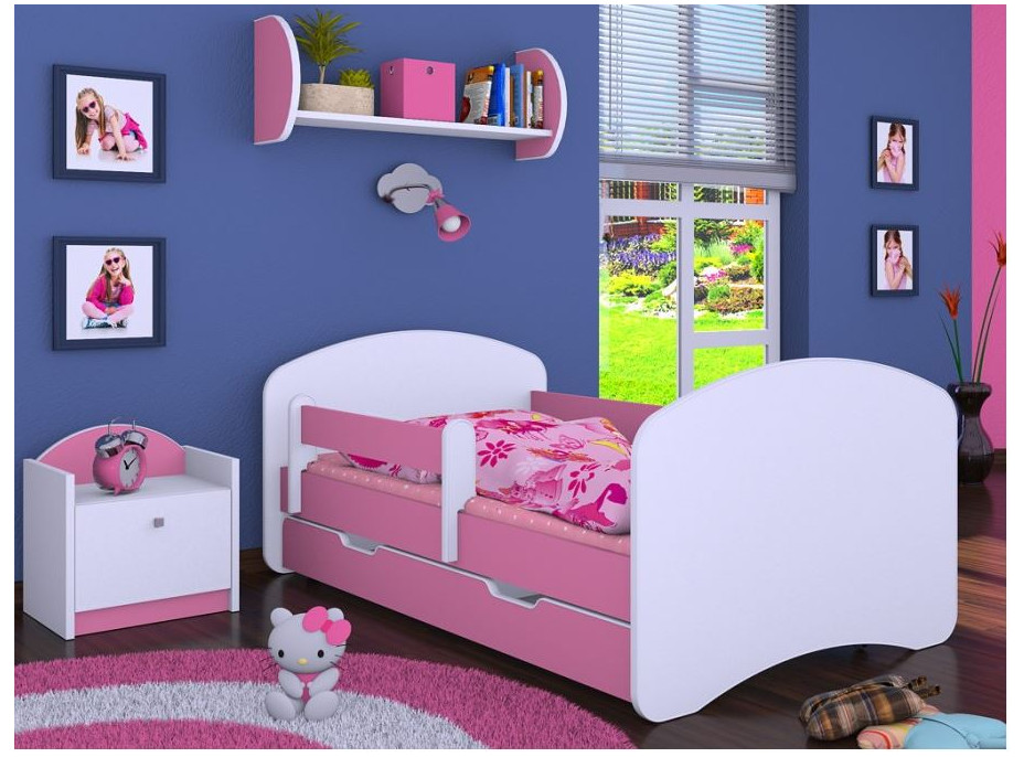Detská posteľ so zásuvkou 180x90cm BEZ MOTÍVU - ružová