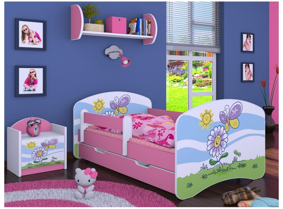 Detská posteľ so zásuvkou 180x90cm Palouček - ružová