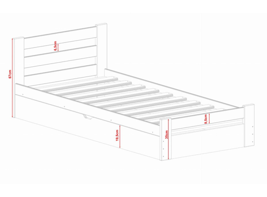 Detská posteľ z masívu borovice BELA s úložným priestorom - 200x90 cm - prírodná
