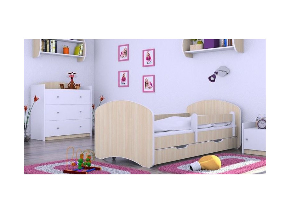 Detská posteľ so zásuvkou 180x90 cm - MLIEČNY DUB