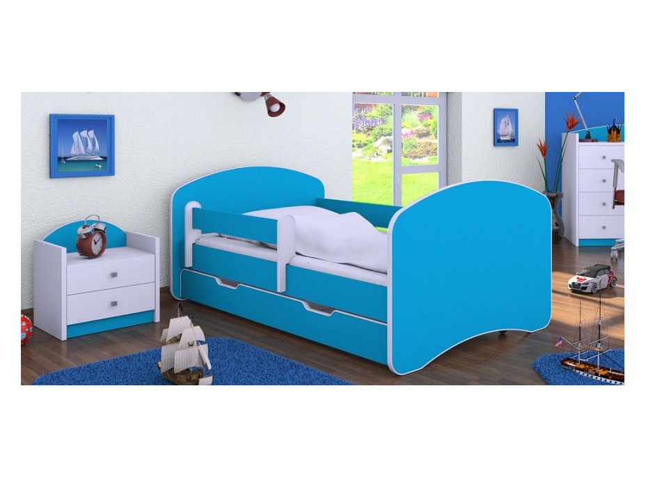 Detská posteľ so zásuvkou 140x70 cm - MODRÁ