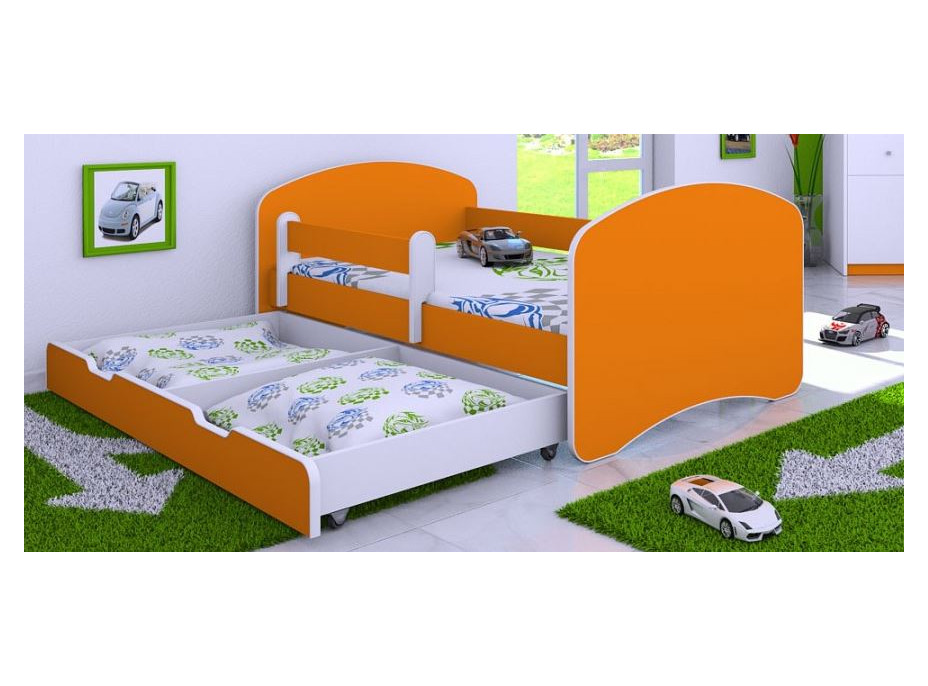 Detská posteľ so zásuvkou 140x70 cm - ORANŽOVÁ