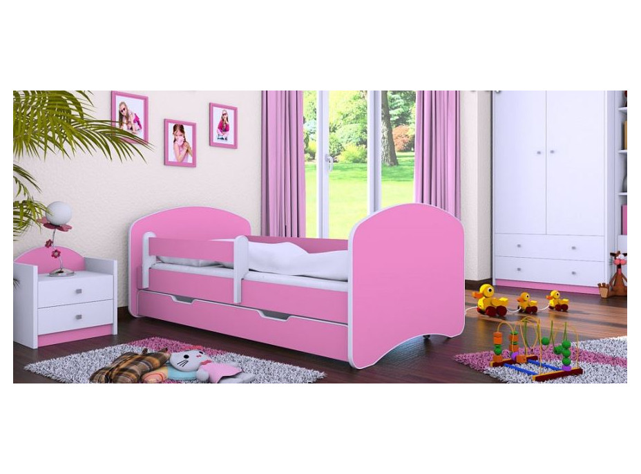 Detská posteľ so zásuvkou 140x70 cm - RUŽOVÁ