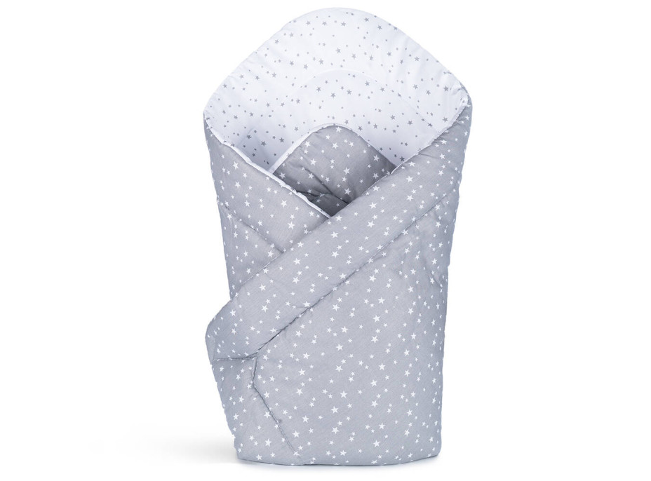 Obojstranná zavinovačka pre bábätká 80x80 cm BABY - Biele a šedé hviezdičky
